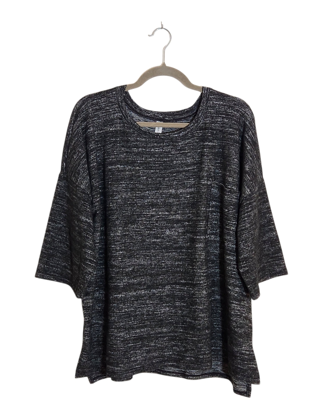Zenana Outfitters Heather Black Fuzzy Knit Top Size XL